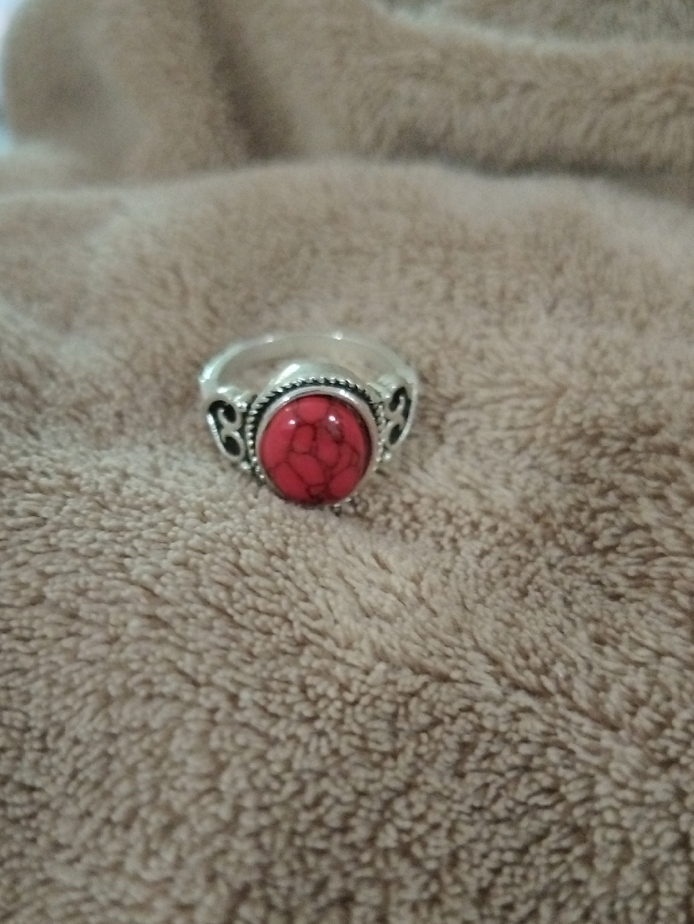 Red Stone Silver-Accent Women's Ring - Elegant Fashion Jewelry Size 9